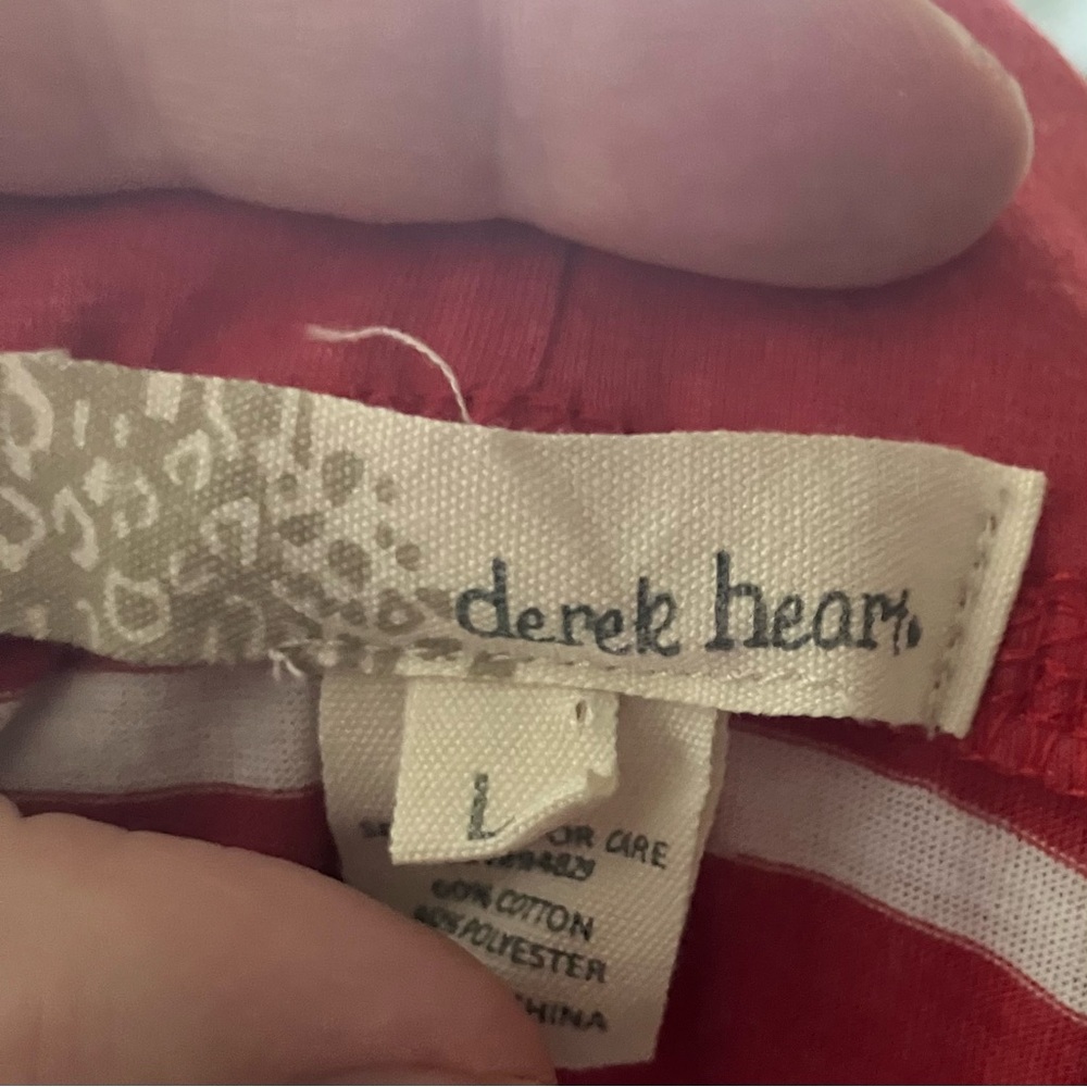Derek Heart Hoodie Res Stripe Kangaroo Pocket Short Sleeve Size Large - Picture 2 of 8